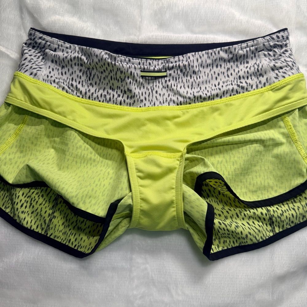 Lululemon Speed Up Shorts 2.5” Dottie Dash Clarity Yellow Black Sz 4 - Picture 6 of 9